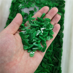 10PC Green Jade 10mm Leaf Bead Charm DIY Bangle Luck Amulet