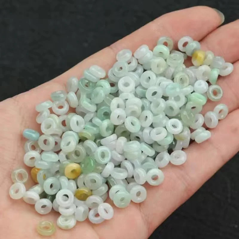 10PC Jade Three Abacus Beads Natural Emerald Accessories DIY Bangle Jewellery