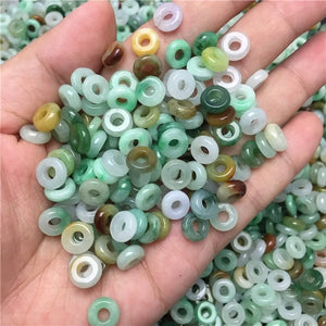10PC Jade Three Abacus Beads Natural Emerald Accessories DIY Bangle Jewellery