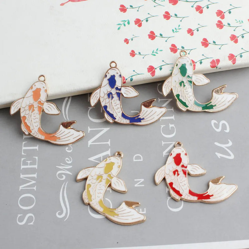 10PC/Lot Fish Enamel Charms for Earring Bracelet Making