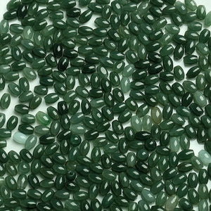 10PC Natural Emerald Green Jadeite Bead Oval DIY Bangle Charm Hand-Carved