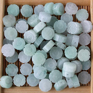 10PC Natural Jade Emerald Flower Beads 10mm DIY Bangle Charm Jewellery
