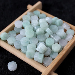 10PC Natural Jade Emerald Flower Beads 10mm DIY Bangle Charm Jewellery