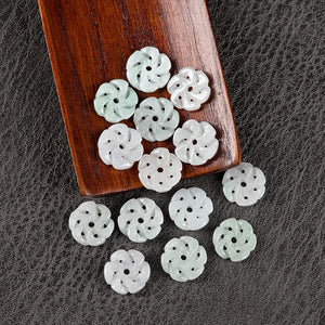 10PC Natural Jade Emerald Plum Blossom Safety Buckle 14mm Bead Accessories