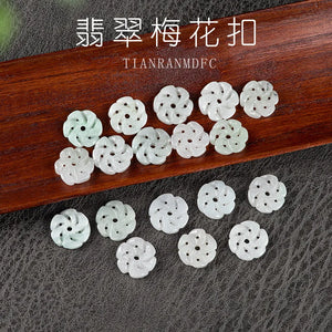 10PC Natural Jade Emerald Plum Blossom Safety Buckle 14mm Bead Accessories
