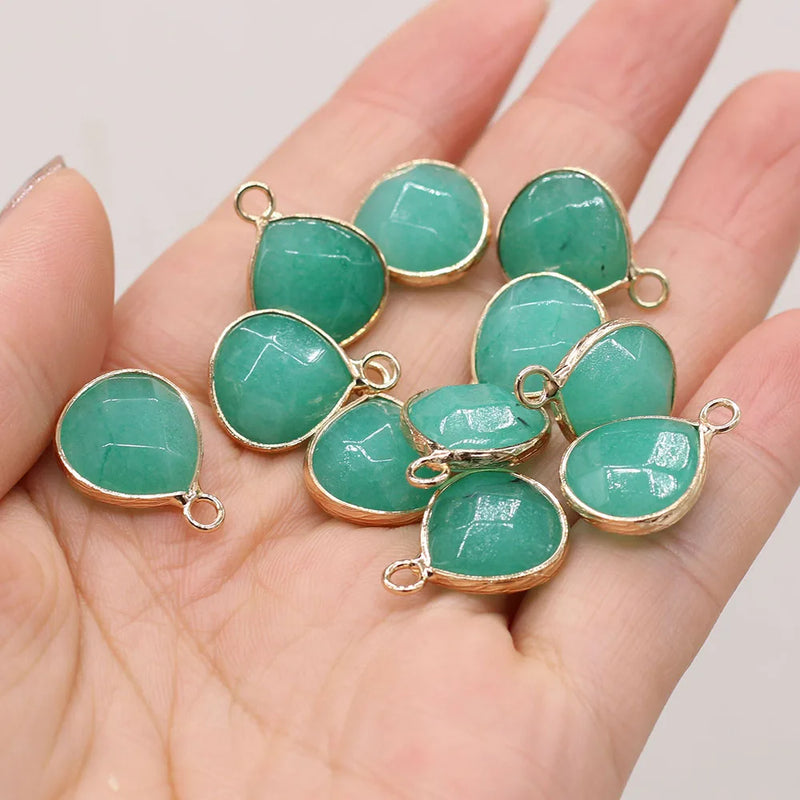 10PC Malaysian Jade Water Drop Crystal Pendants for Jewelry Making