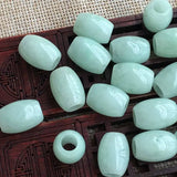 Natural Jade Emerald Beads DIY Bangle Charm Hand-Carved Luck Amulet Gift