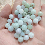 10PC Natural Jade Macropore Bead 8-10mm DIY Bangle Charm Hand-Carved Luck Amulet