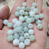 10PC Natural Jade Macropore Bead 8-10mm DIY Bangle Charm Hand-Carved Luck Amulet