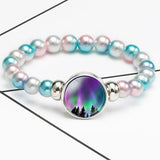 Purple Aurora Beaded Bracelet Snap Holder Buttons Natural Northern Light Charms