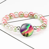 Purple Aurora Beaded Bracelet Snap Holder Buttons Natural Northern Light Charms