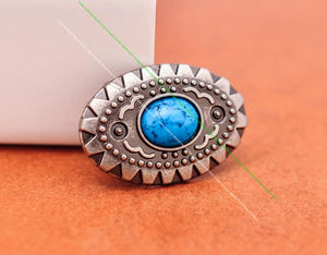10PC Retro Silver Oval Western Concho Screwback