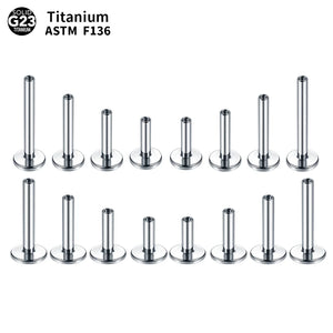 10PC Titanium Labret Bar Parts 16G 14G Internal Thread Head Body Jewelry