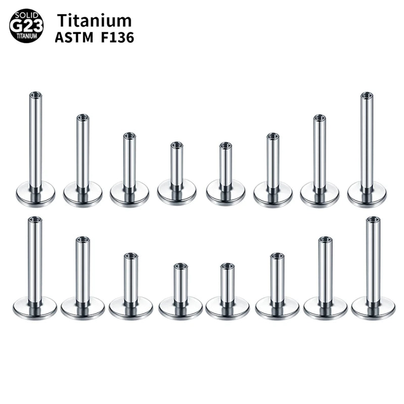 10PC Titanium Labret Bar Parts 16G 14G Internal Thread Head Body Jewelry