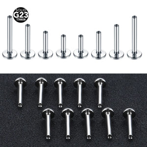 10PC Titanium Labret Bar Parts 16G 14G Internal Thread Head Body Jewelry