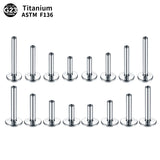 10PC Titanium Labret Bar Parts 16G 14G Internal Thread Head Body Jewelry