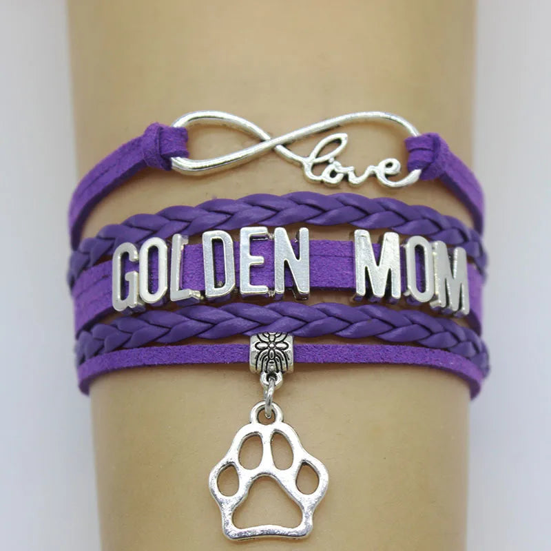 Golden Mom Rba Paw Charm Wrap Bracelets Dog Paw Print Charms Animal Bracelet