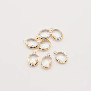 10PC Oval Zircon Charms 18k Copper Pendant DIY Jewelry Accessories