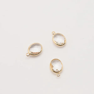 10PC Oval Zircon Charms 18k Copper Pendant DIY Jewelry Accessories