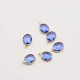 10PC Inlaid Oval Zircon 18k Plated Copper Pendant DIY Jewelry Accessories