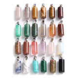 10PCS Natural Gem Stone Cylinder Shape Pendant for DIY Jewelry Making
