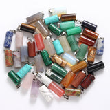 10PCS Natural Gem Stone Cylinder Shape Pendant for DIY Jewelry Making