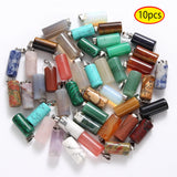 10PCS Natural Gem Stone Cylinder Shape Pendant for DIY Jewelry Making