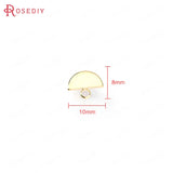 10PCS 10*8MM 24K Brass Half Round Shape Stud Earrings Pins