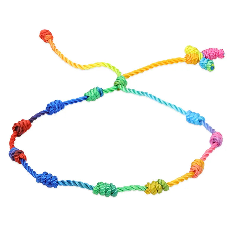 10PCS 10 Knots Red Adjustable Bracelets Woven Colorful Couple Braid Rope Bracele