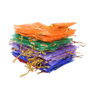 10/100 Colorful Organza Drawstring Bags Christmas Party Gift Container