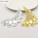 10PCS Metal K Filigree Flowers Slice Big Wings Charms Pendant Base Components