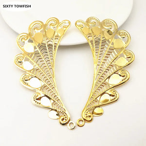 10PCS Metal K Filigree Flowers Slice Big Wings Charms Pendant Base Components