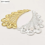 10PCS Metal K Filigree Flowers Slice Big Wings Charms Pendant Base Components