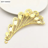 10PCS Metal K Filigree Flowers Slice Big Wings Charms Pendant Base Components