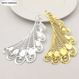 10PCS Metal K Filigree Flowers Slice Big Wings Charms Pendant Base Components