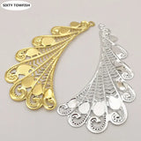 10PCS Metal K Filigree Flowers Slice Big Wings Charms Pendant Base Components