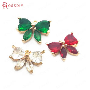 10PCS 10x12MM Champagne Zircon Bow-knot Charms Pendant DIY Jewelry Findings