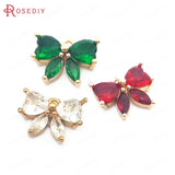 10PCS 10x12MM Champagne Zircon Bow-knot Charms Pendant DIY Jewelry Findings