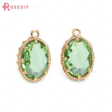 10PCS 10x14MM Champagne Brass Glass Oval Charms Pendants Jewelry Findings