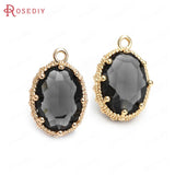 10PCS 10x14MM Champagne Brass Glass Oval Charms Pendants Jewelry Findings
