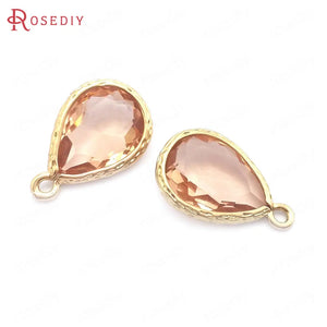 10PCS 10x14MM Champagne Tear Drop Charms Pendants