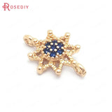 10PCS 10x14MM Champagne Brass Zircon Sunflower Charms Pendants