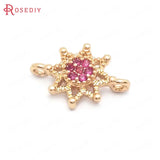 10PCS 10x14MM Champagne Brass Zircon Sunflower Charms Pendants