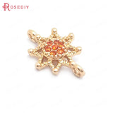 10PCS 10x14MM Champagne Brass Zircon Sunflower Charms Pendants
