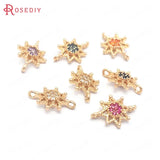 10PCS 10x14MM Champagne Brass Zircon Sunflower Charms Pendants