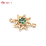 10PCS 10x14MM Champagne Brass Zircon Sunflower Charms Pendants