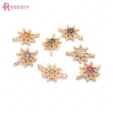 10PCS 10x14MM Champagne Brass Zircon Sunflower Charms Pendants