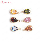 10PCS Champagne Brass Zircon Drop Charms Pendants 10x7MM