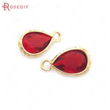 10PCS Champagne Brass Zircon Drop Charms Pendants 10x7MM