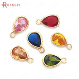 10PCS Champagne Brass Zircon Drop Charms Pendants 10x7MM